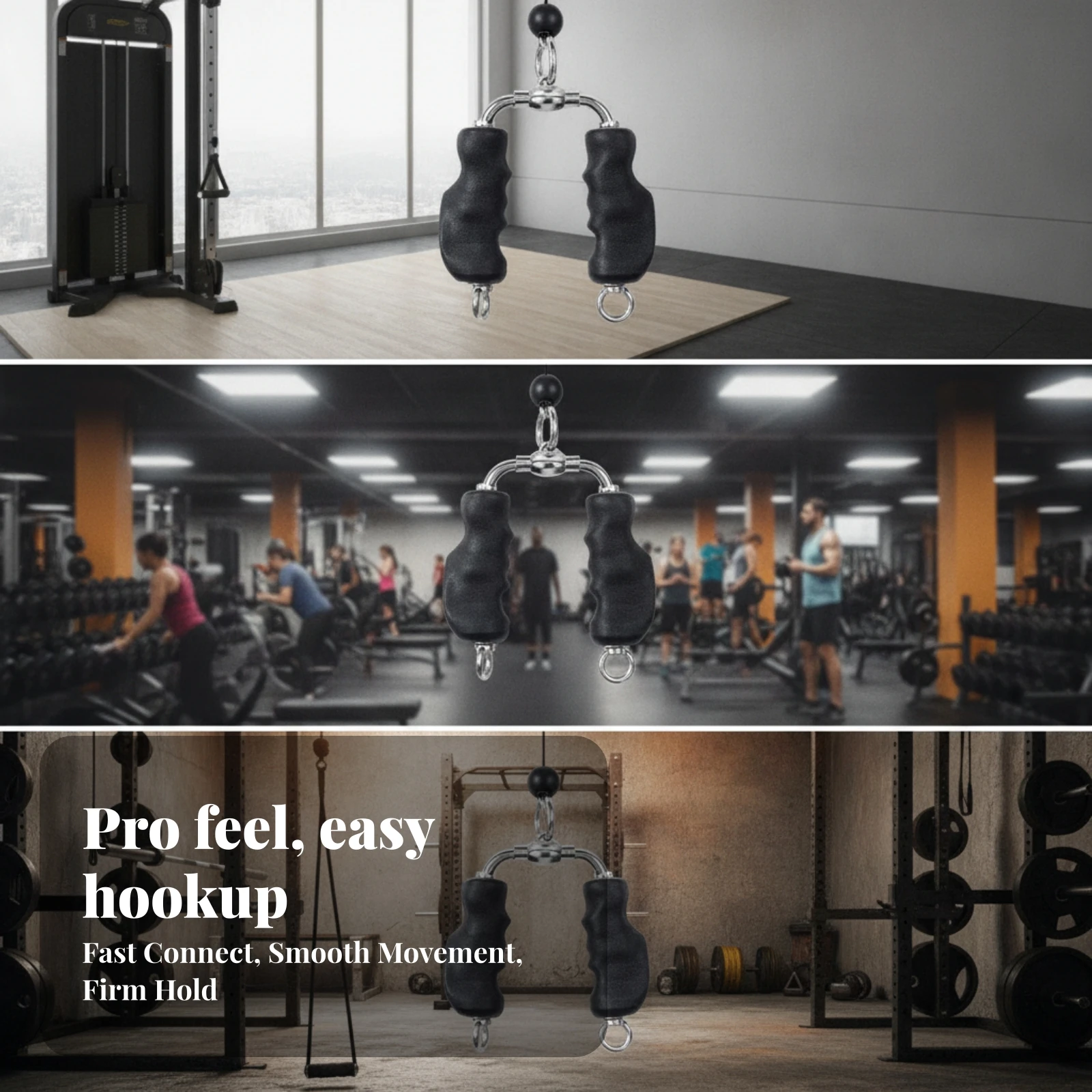 Cable Machine Handle Comfortable Cable Attachment Grip with Molded Handles Rowing Handle with Contoured Surface Versatile