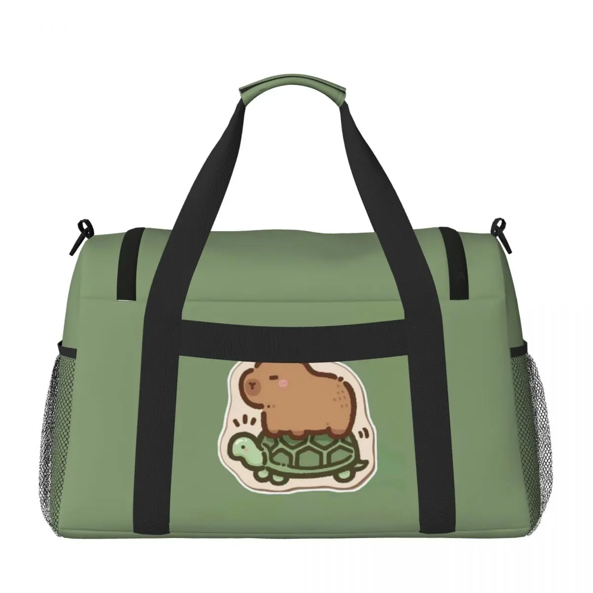 Capybara Riding A Turtle Portable Travel Bag,Large capacity sports Gym Bag, Lightweight carry on Luggage Duffle Bag coach Bag