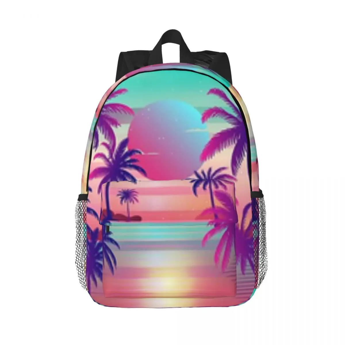 Sunset Palm Trees Vaporwave Aesthetic New Fashionable Pattern School Bag Print Lightweight Backpack 15inch