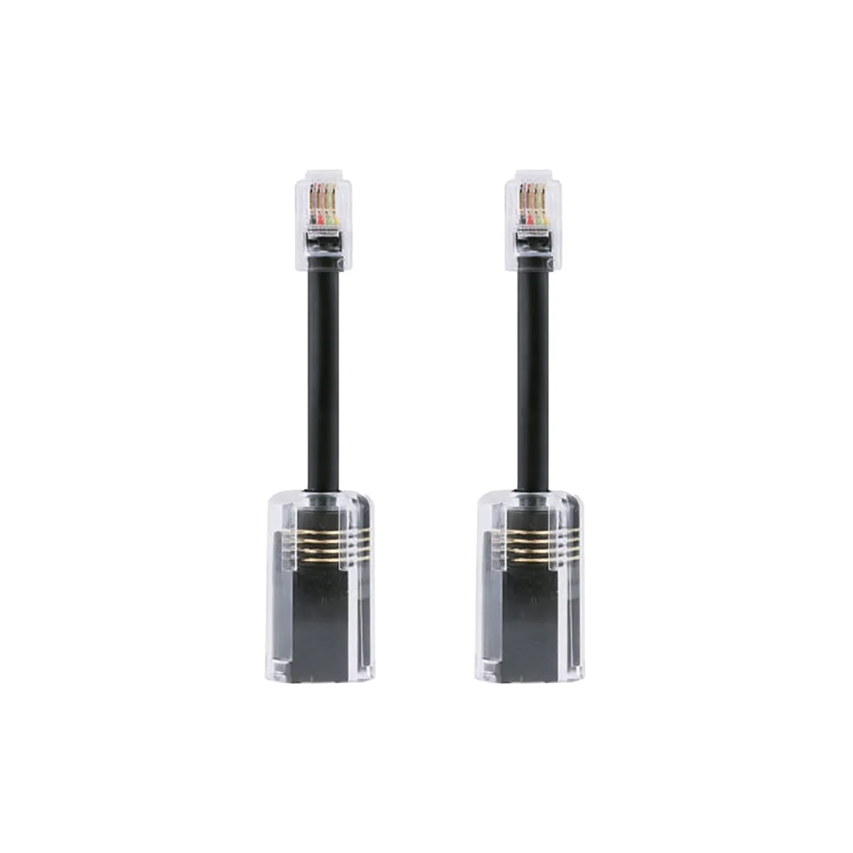 2Pcs Telephone Cord Detangler RJ9 4P4C 360 Degree Extended Rotating Anti-T-Angle Black Telephone Cord Landline Cable