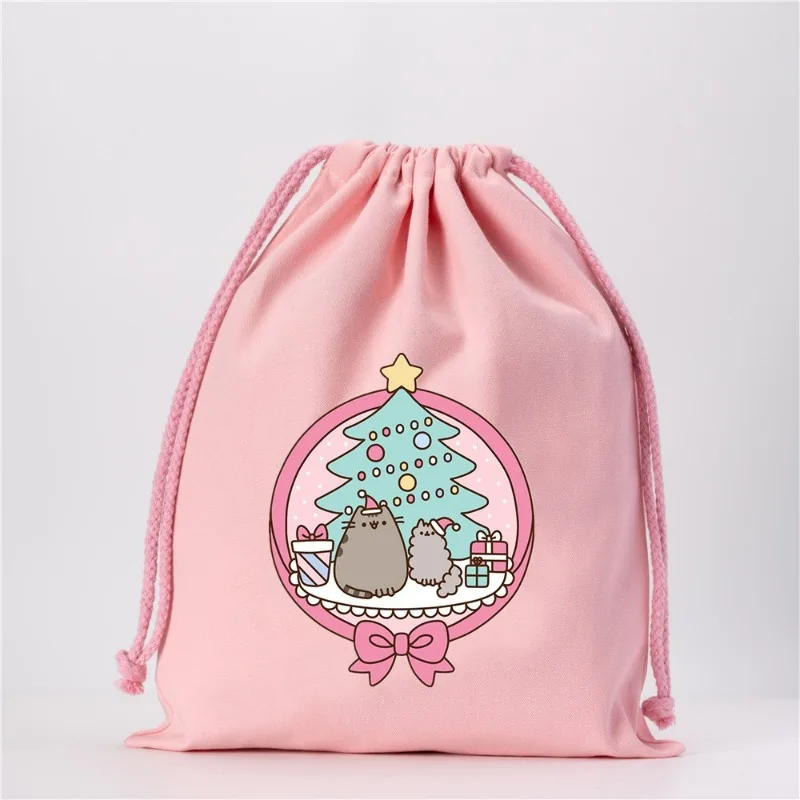 Pusheen Drawstring Bag Cartoon Printing Student Sports Large Capacity Backpack Sackpack Handle Bundle Pocket Kids Birthday Gifts