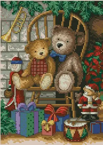 11/14/18/16/22/25/28ct Top Quality Lovely Hot Sell Counted Cross Stitch Kit Christmas Teddies Teddy Bear Friend Friends Dim 8721