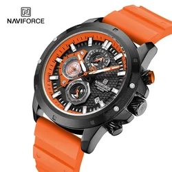 NAVIFORCE Men Luxury Wristwatch Sport Silicone Strap Quartz Watch Chronograph Waterproof Luminous Date Clock Relogio Masculino