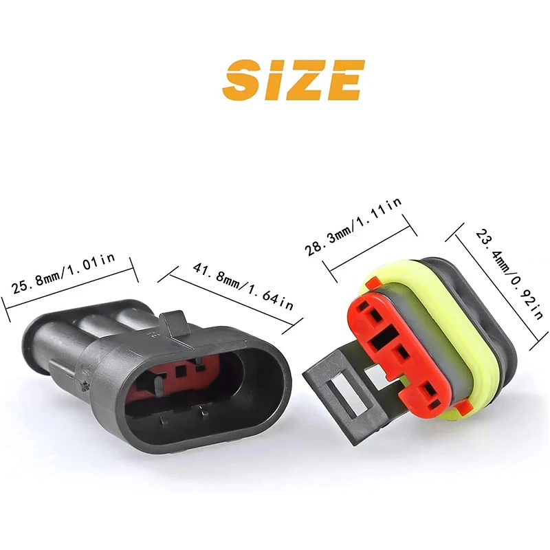 10 pz 3 Pin Connettore Impermeabile Auto Connettore Elettrico Impermeabile Spina 16 AWG Maschio E Femmina per Auto, Barca, Moto