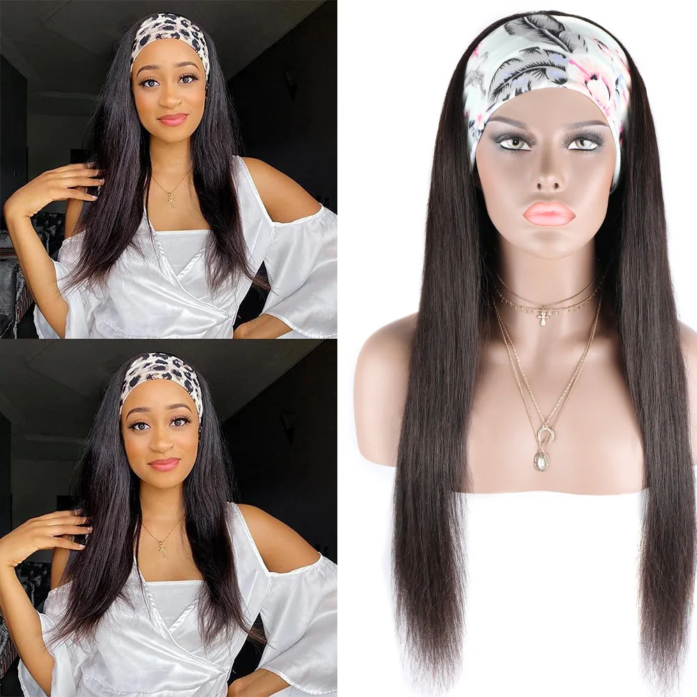 

Headband Bob Wig Human Hair Bone Straight Headband Wig Glueless Full Machine Peruvian Human Hair Wigs for Women 180% Density