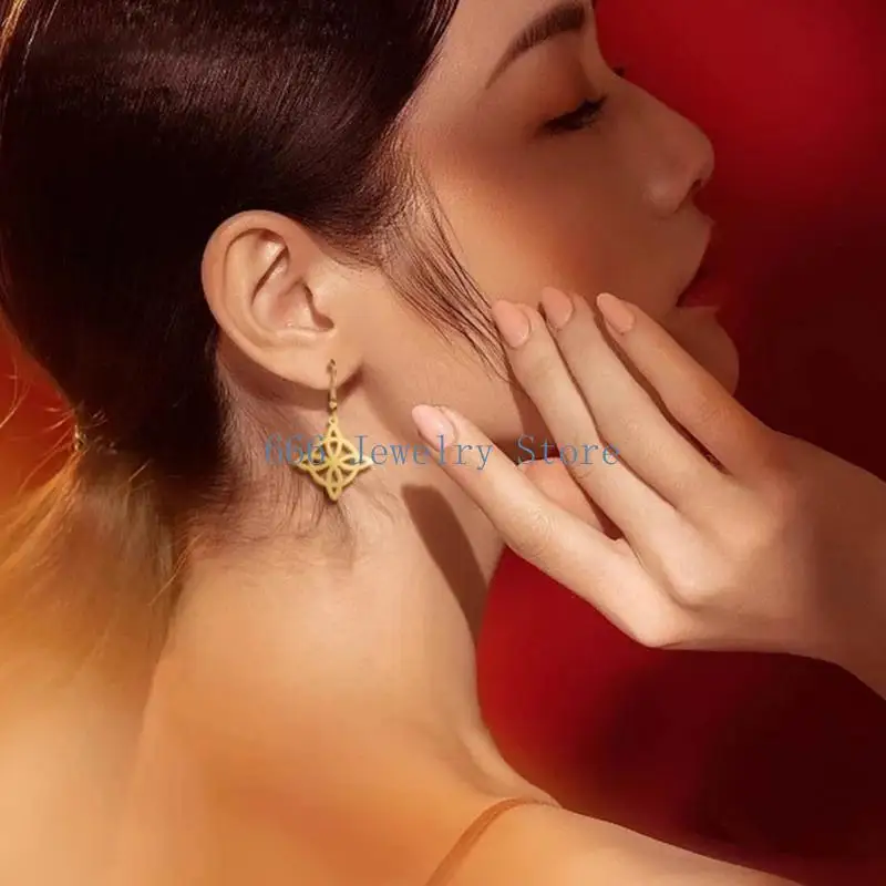 F2TD Stainless Steel Jewelry Set Witch Irish Knots Shaped Necklaces Bracelets Earrings Rings Elegant Women Accessories - view 5