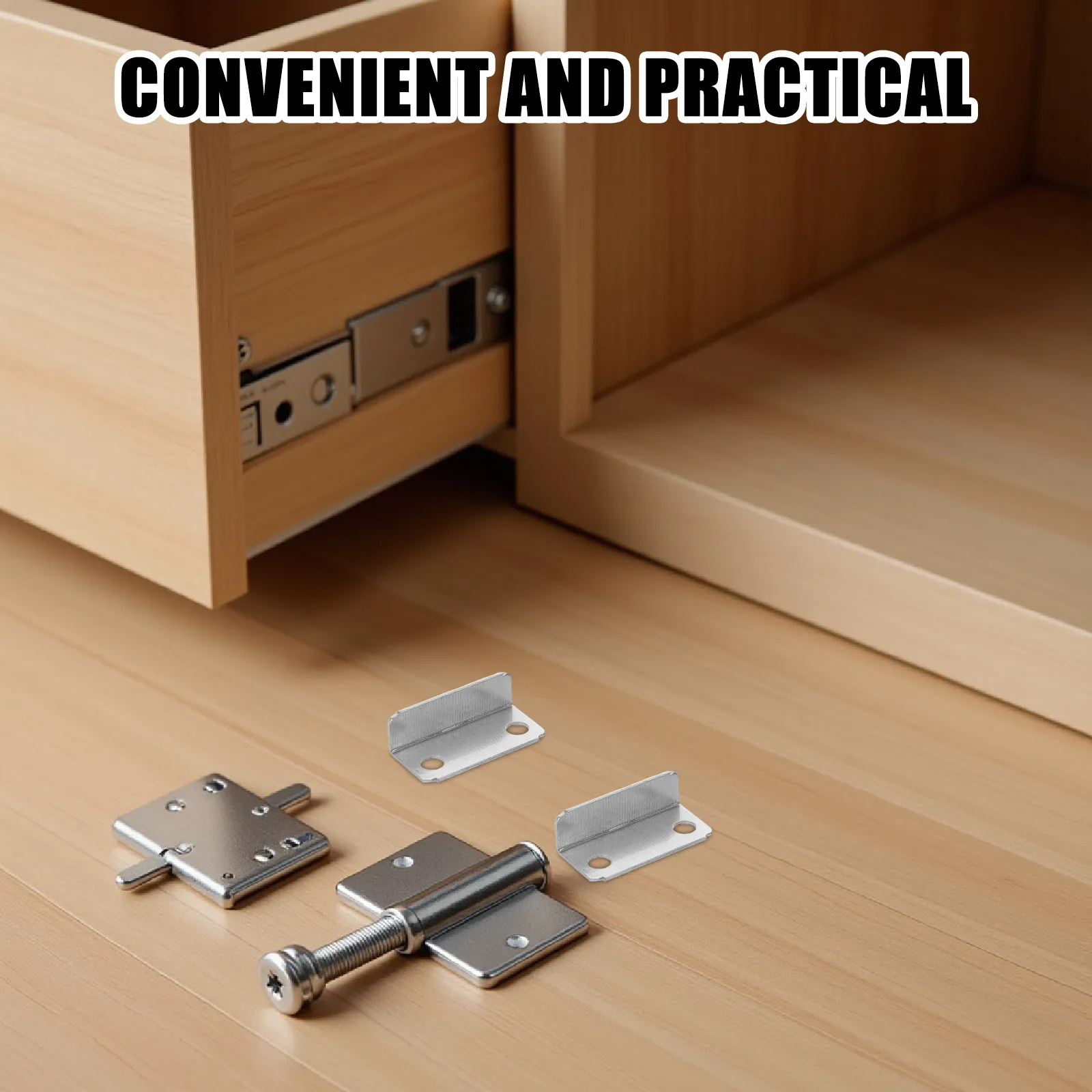 200Pcs Drawer Lock Strike Plate Metal Right Plate Office Home Cabinet Furniture Hardware Replacement Parts view 3