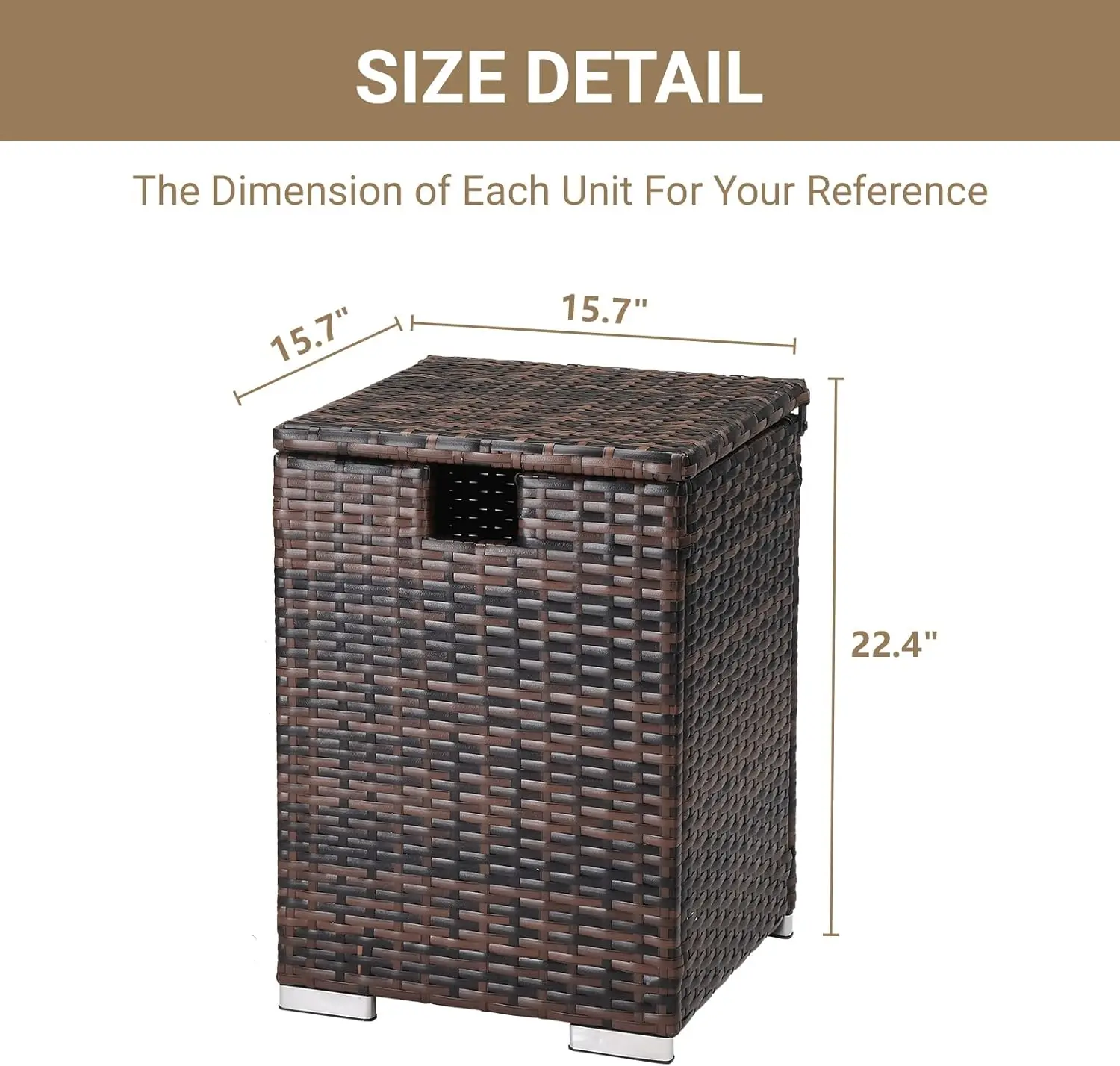 Gas Tank Storage Box, 15.7In Wicker Propane Tank Cover Table For Fire Pit Table And Gas Grill Patio Furniture Brown