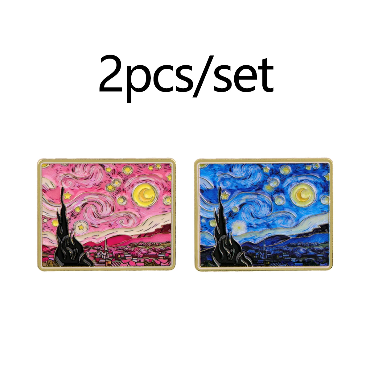 Van Gogh Sternennacht Emaille-Pins Kunst-Ölgemälde Brosche Anstecknadel für Rucksack Kleidung Accessoires Modeschmuck Geschenke