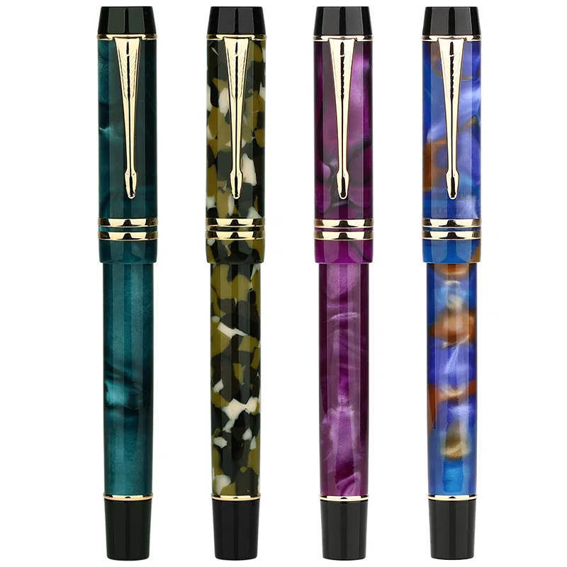 Majohn M600S Vulpen Celluloid Ice Crystal Blauwe Inkt Pen Fine Nib Premium Business Schrijven Gift Kantoorbenodigdheden Briefpapier