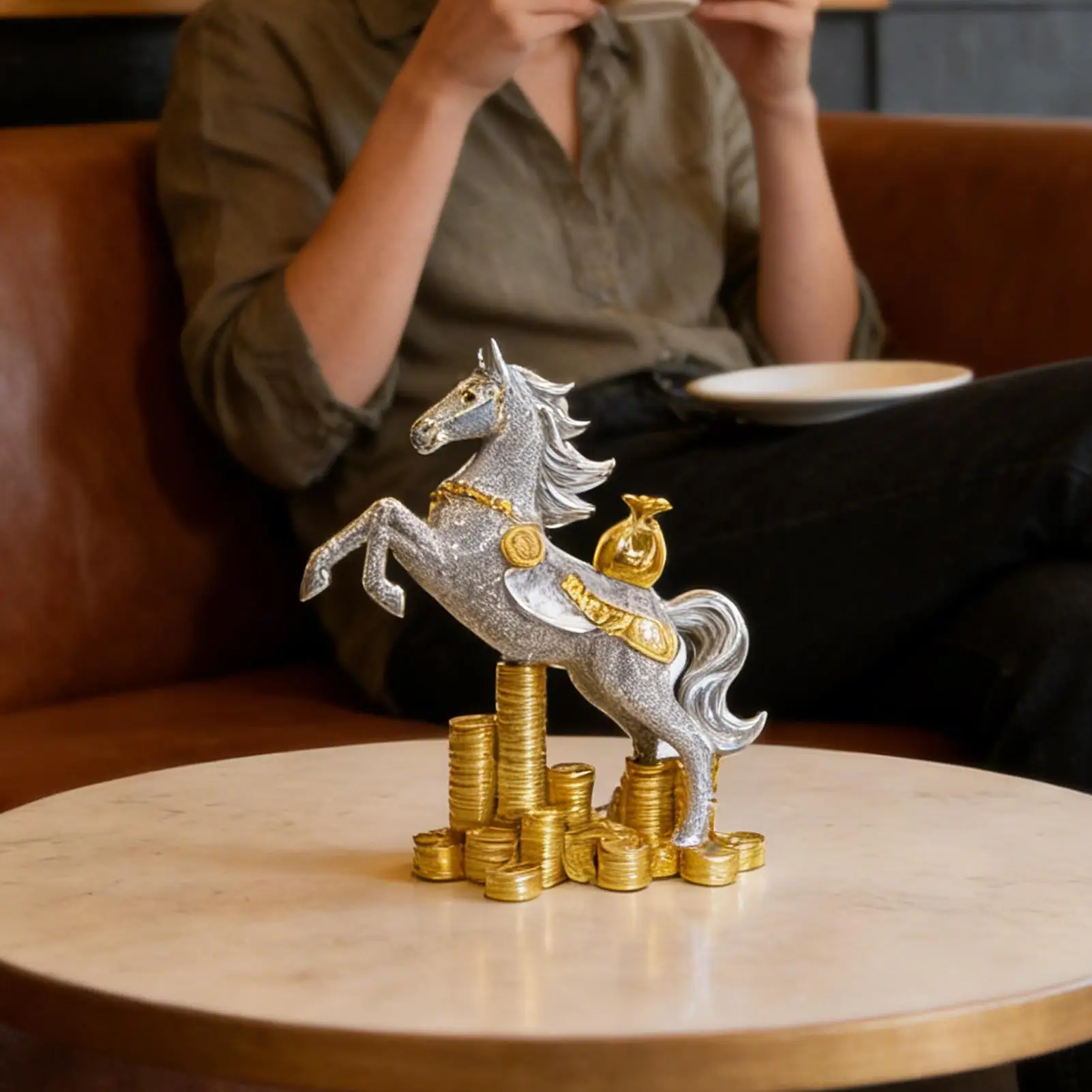2026 Horse Year Statue 2026 Traditional Keepsake Resin Horse Desk Statue for Cabinet Dining Table Bedroom Nightstand Family