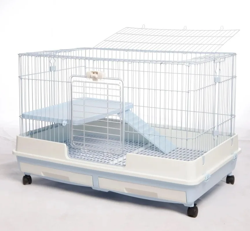 Luxury Double Layer Rabbit Villa Double Drawer Anti-Splash Urine Cage For Rabbit Guinea Pig