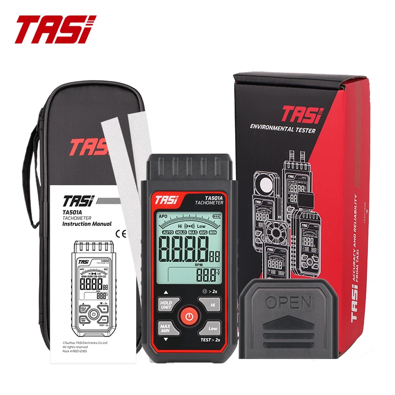 

TASI TA501A Цифровой тахометр Лазерный тахометр До 999999 Бесконтактный цифровой лазерный тахометр, автомобильный тахометр двигателя
