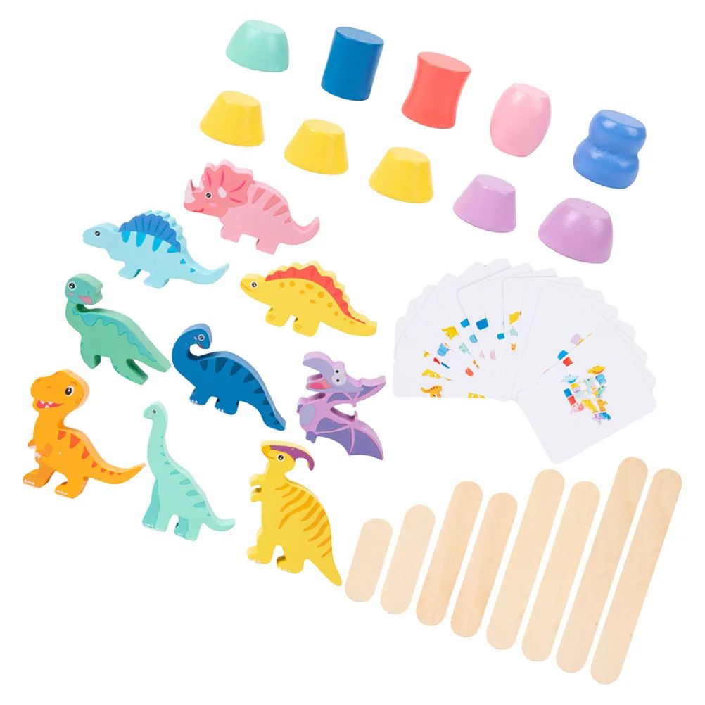 

1Set Dinosaur Stacking Games Colorful Wooden Balance Blocks Educational Kids Cartoon Animal Shape Plaything for Children