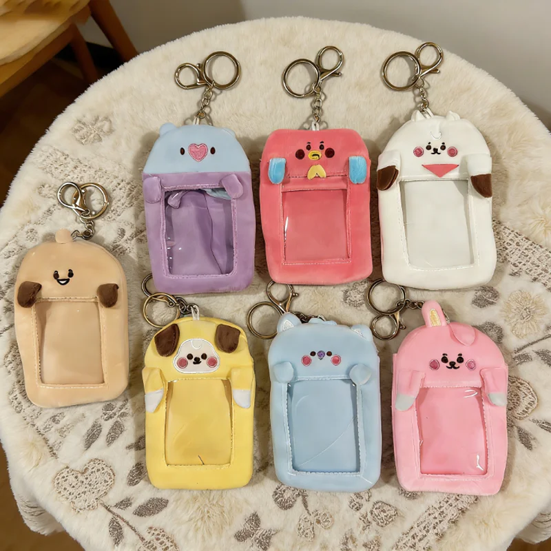 Funda para Tarjetas LINE FRIENDS BT21, Protector de Fotos Polaroid, Funda para Identificación, Linda Funda Protectora de Tarjetas con Dibujos Animados, Decoración para Llaves y Mochila