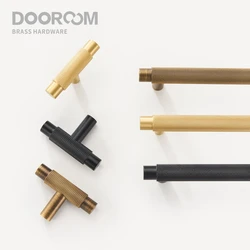 Dooroom-tiradores de muebles de latón moleteados, modernos, de estilo antiguo, para armario, vestidor, caja de zapatos, cajón, barra en T