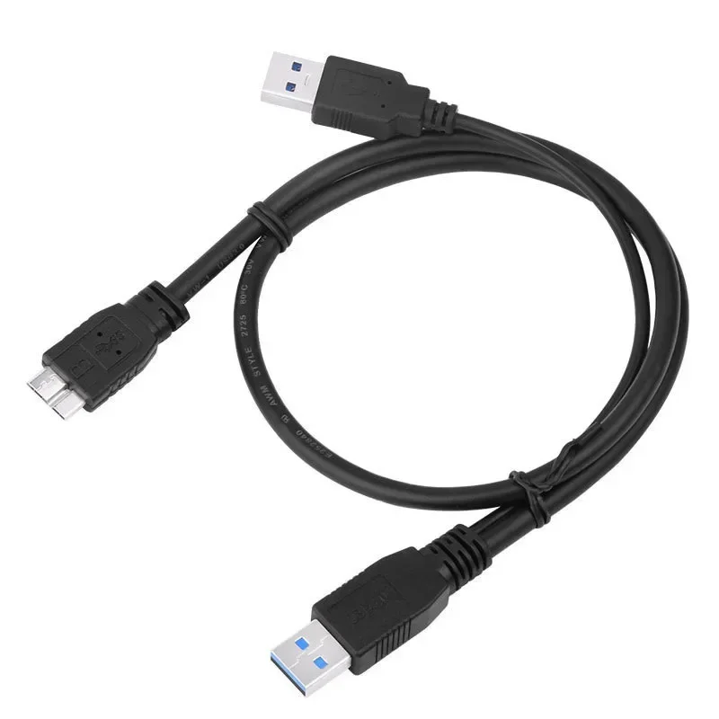 New USB3.0 Micro-B Mobile Hard Disk Cable Double Head USB Power Supply Data Cable with Auxiliary Power Supply 0.6/1Meter