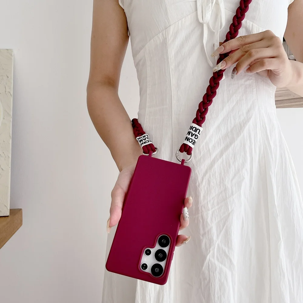 Silicone macio crossbody cordão cinta caso para samsung s25 ultra s24 fe s23 ultra s22 s21 s20 fe a56 a36 a55 a35 a54 a73 capa