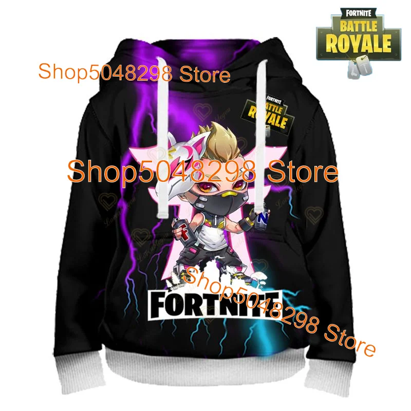 Fortnite-Sudadera con capucha estampada para mujer, ropa de calle Harajuku, sudadera informal a la moda para niños y niñas, Jersey con capucha, ropa de Cosplay