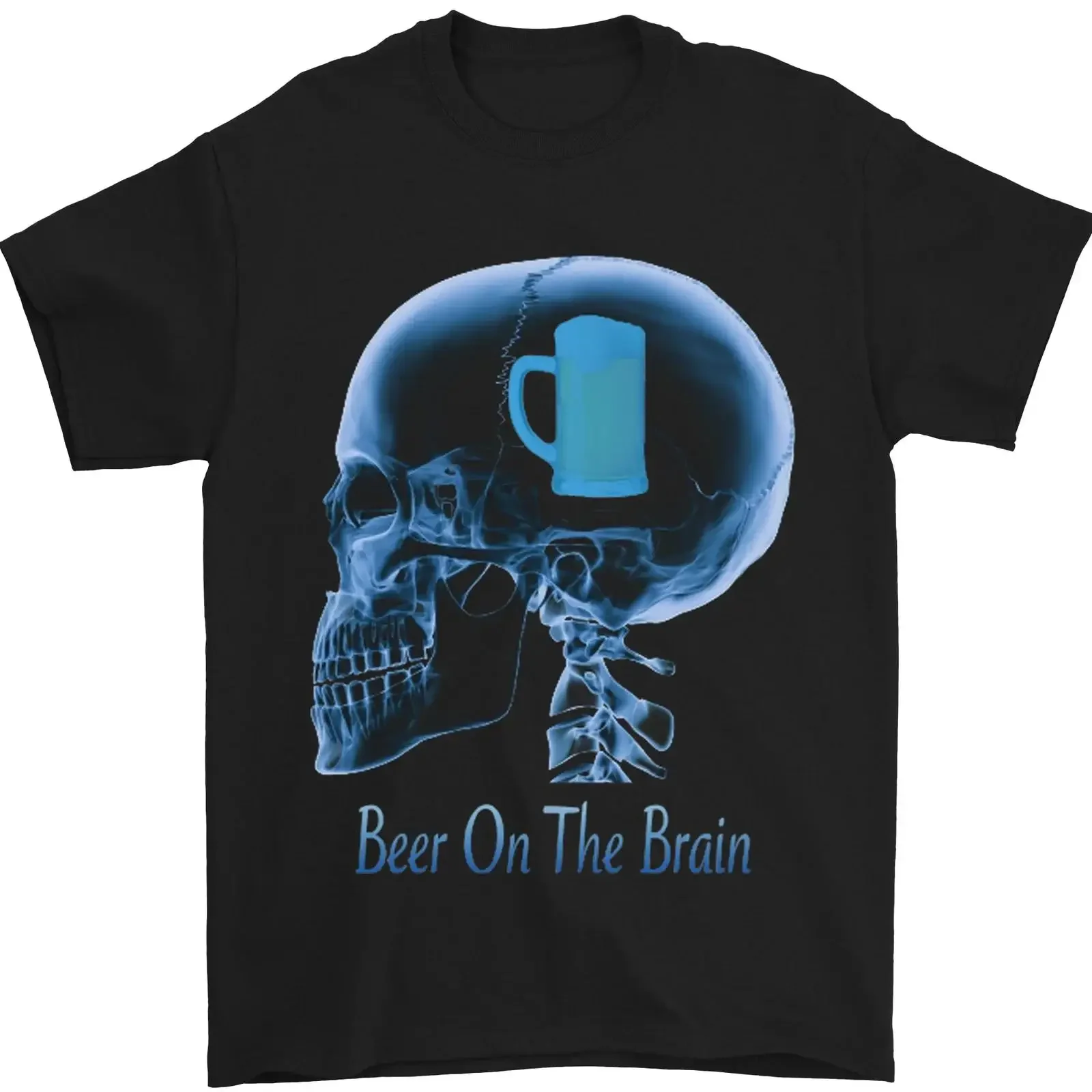 Beer on the Brain Funny Alcohol Larger BBQ Mens T Shirt 100 Cotton vintage Washed Unisex Breathable designer clothes