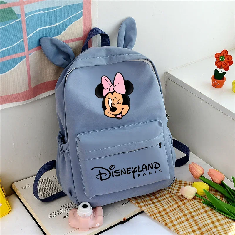 Mickey Minnie Waterproof Teenage Nylon Book Bags Disney Large Capacity Backpack Kids Travel Backbag Creative Students School Bag