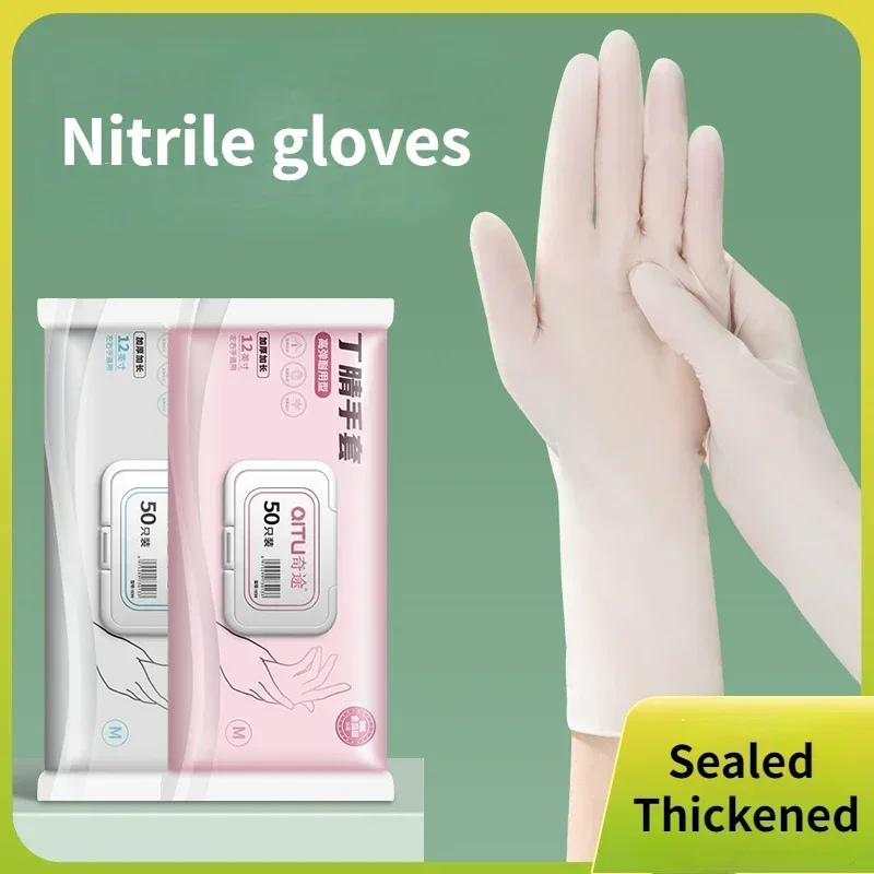 9/12inch Disposable Nitrile Gloves - Food Grade Safe Durable Glove Beauty Household Cleaning Kitchen Cooking Dishwashing Glove