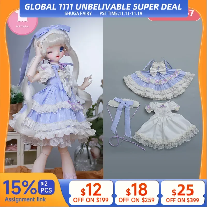 

BJD одежда 1/4 для Juli, аксессуары для куклы, YF4-1067, украшение головы, синий цвет, большое Кукольное платье ShugaFairy