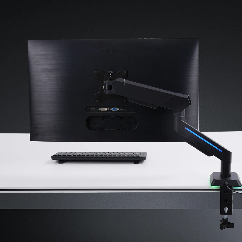 Heavy Duty RGB Single Arm With USB Type-C Port Laptop Screen Desk Mount Stand