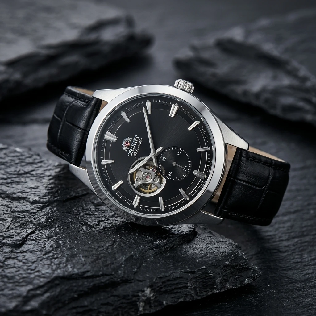 Men Orient Japan Automatic Mechanical Wristwatch Skeleton Dial Small Second Hand Waterproof Leather Strap Dress Watch view 4