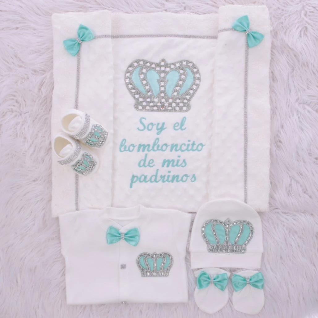 Dollbling Embroidery Name Parajam Royal UK Baby Gift Set Cotton Newborn Nursery Bedding Set receiving Blanket Photography Outfit