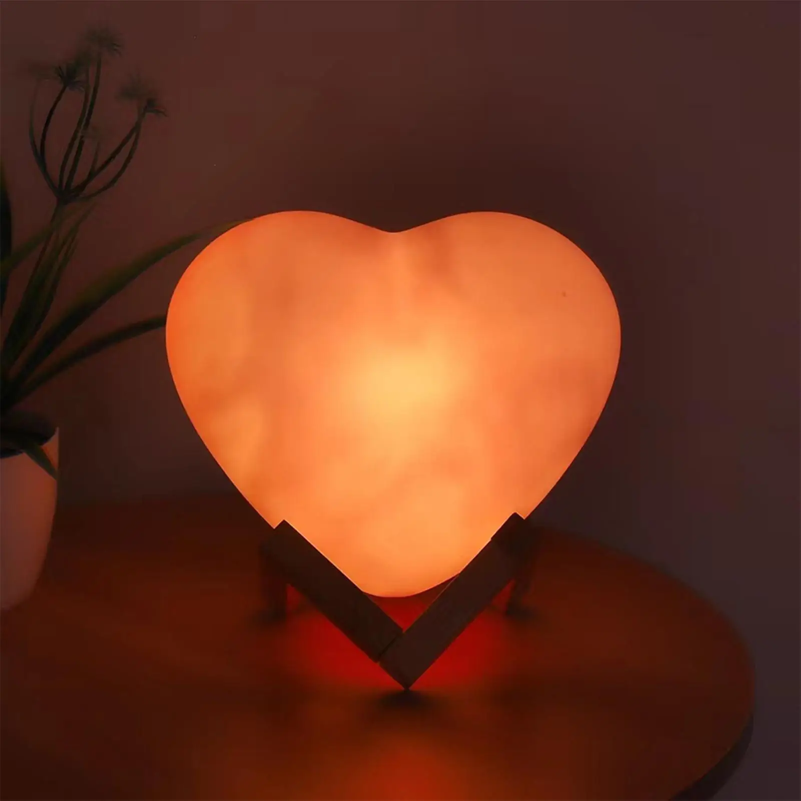 Heart Night Light 16-Color USB Rechargeable LED Nightlight Heart Shaped Light with Stand and Remote Control for Valentine's Day
