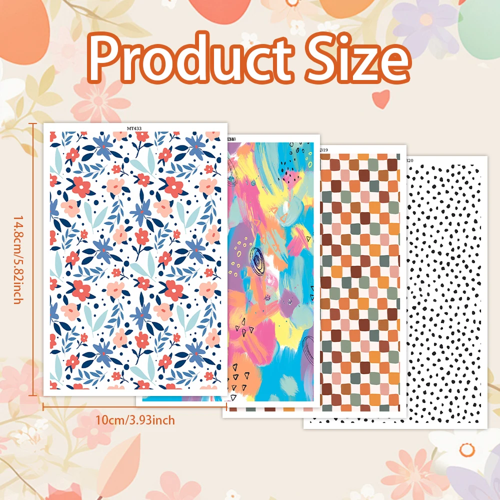 Vintage Flower Plant Painted Pattern Polymer Clay Watercolor Transfer Paper Pottery Earrings Jewelry Soluble Disposable Sticker