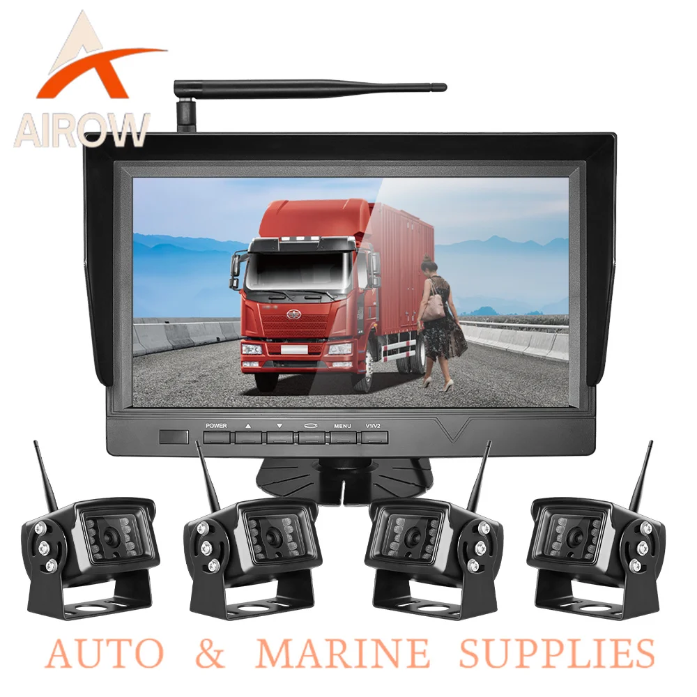 Système de caméra de recul sans fil Airow auto Professional 10 pouces IPS pour camion, camping-car, étanche IP68, vision nocturne 720P, stationnement