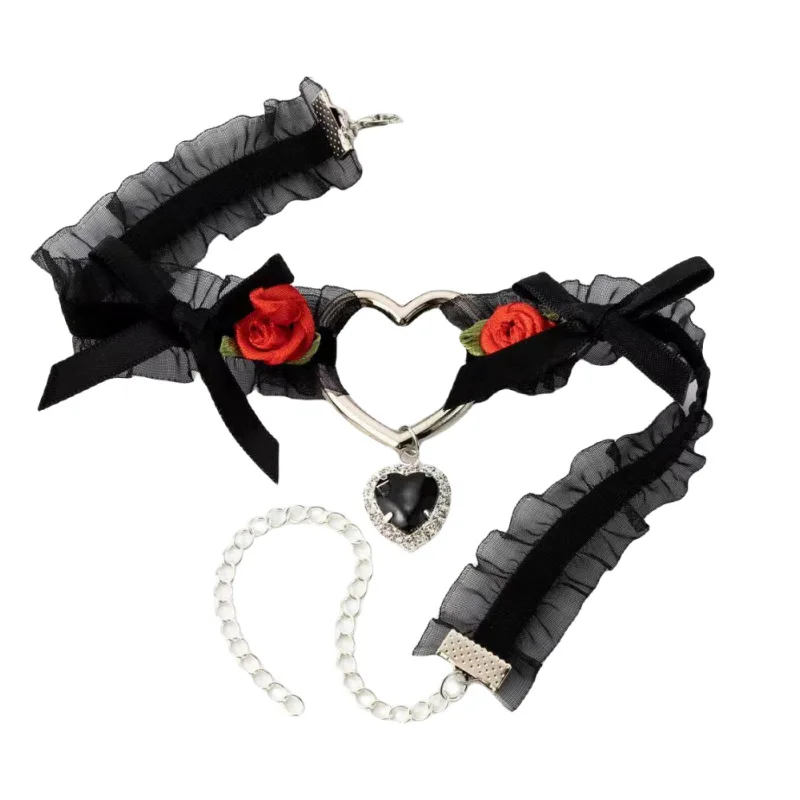 Punk  Collarbone chain  Retro Maid Pendant Accessory Neck strap Temperament and interest Minority Accessory Rose Choker