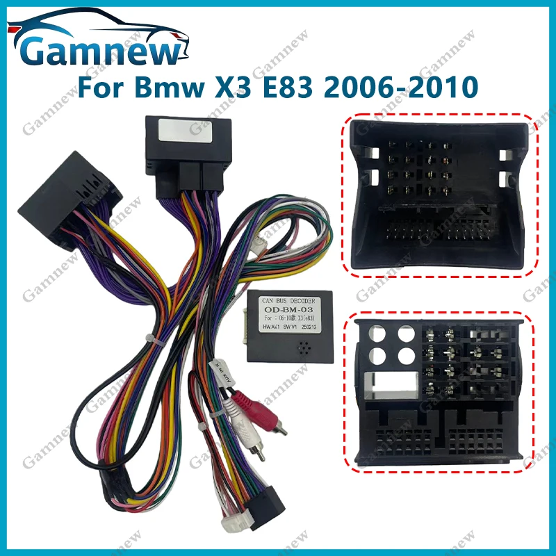 16Pin Car Stereo Wire Harness Adapter Canbus Box Decoder For Bmw X3 E83 2006-2010 Power Cable OD-BMW-03