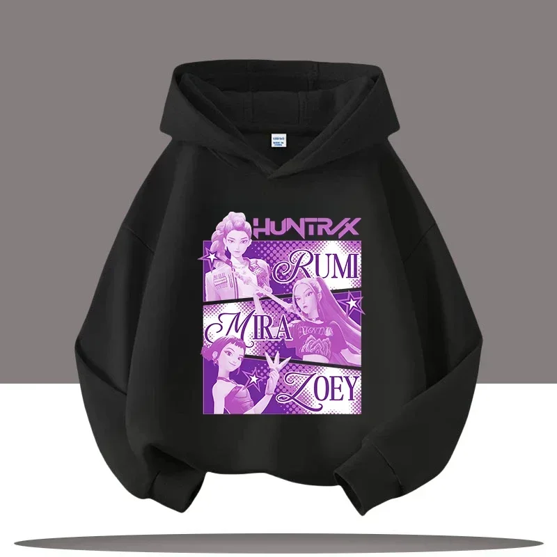 

K-pop Demon Hunter Kids Hoodie with Cartoon Print Cute Girl Casual Shirt Boys' Sport Shirt Autumn/Winter Long Sleeve