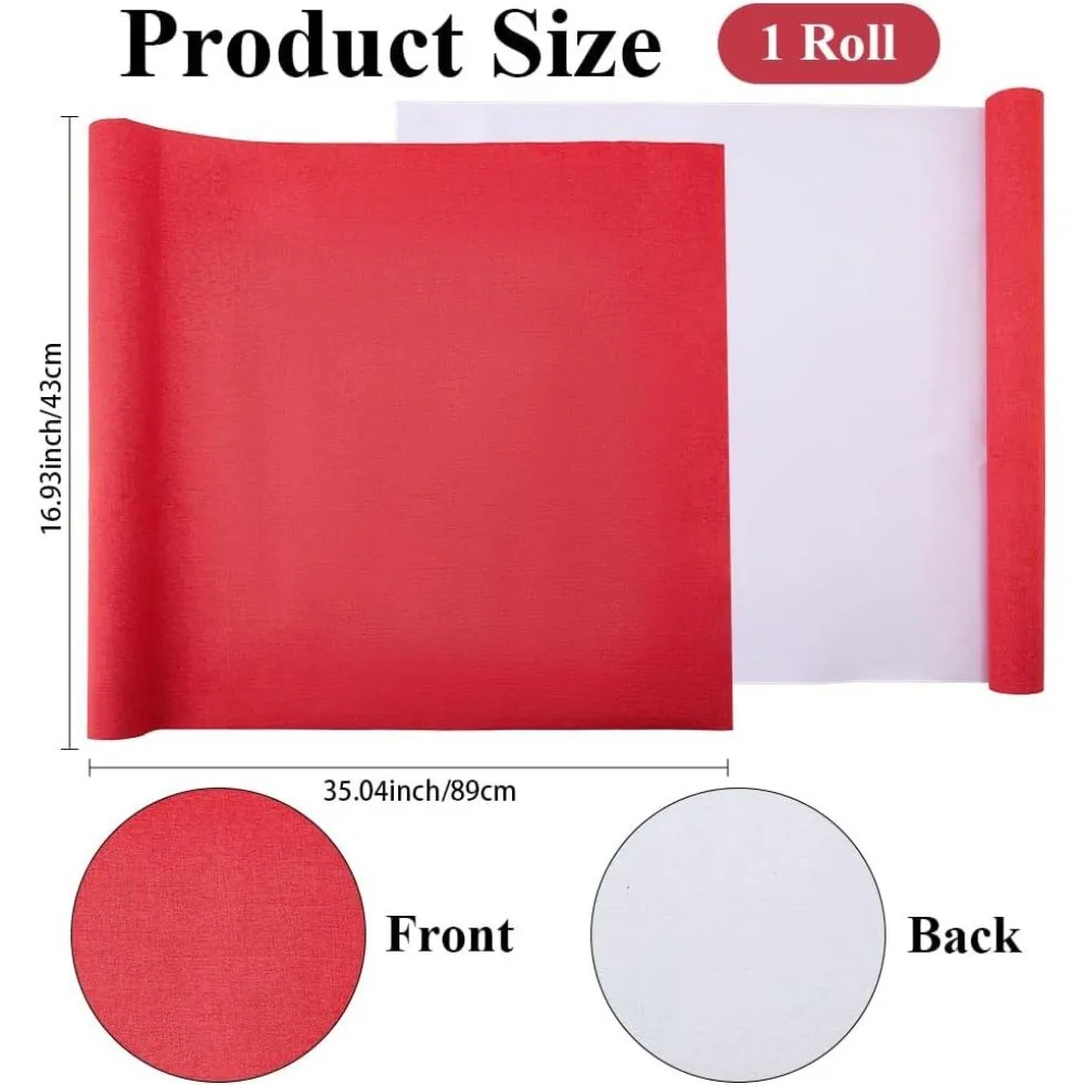 Red Book Cloth Fabric Surface Paper Backed 35 x 17 Inch for Books Binding Bookcover Notebook Album Scrapbooking Archival DIY