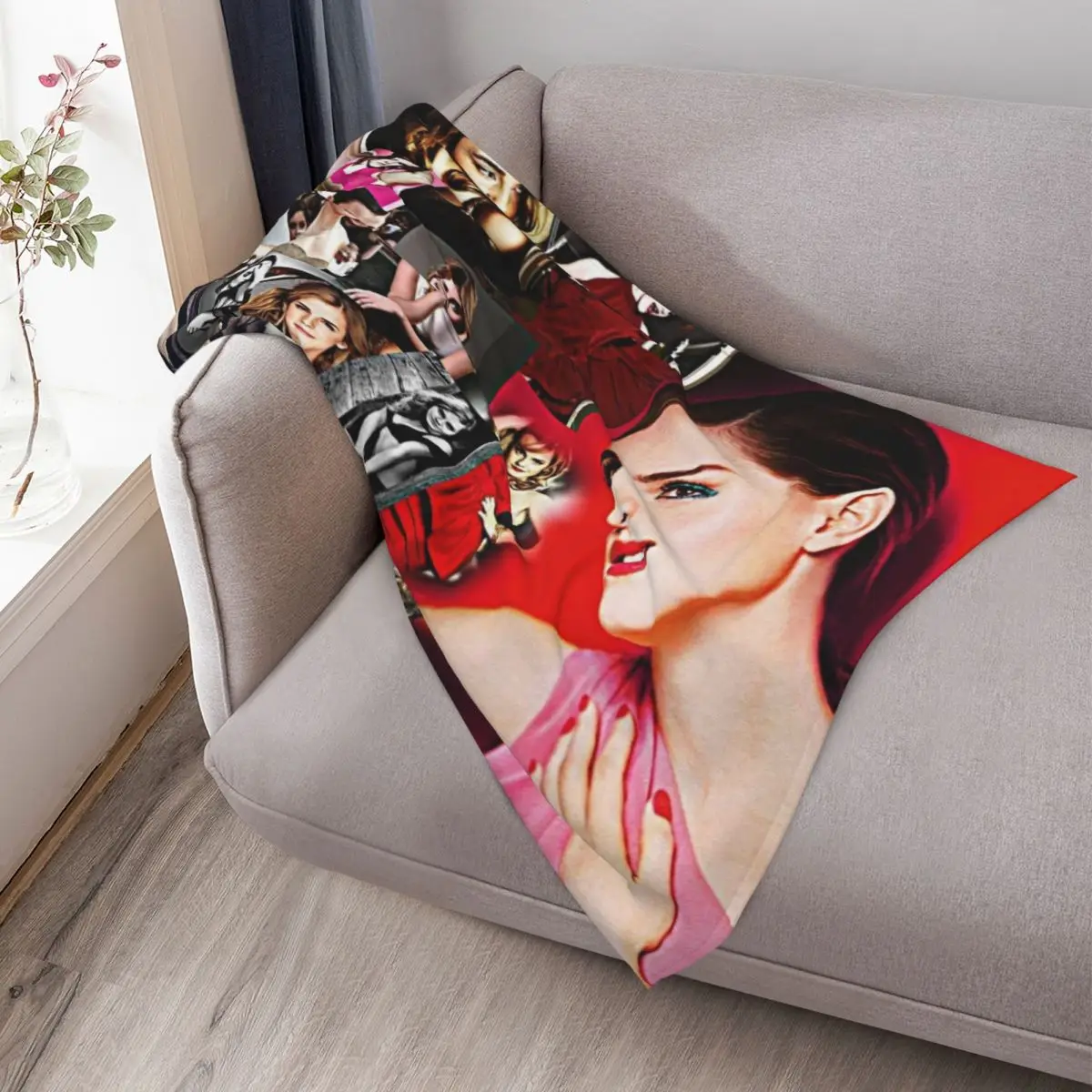 إيما واتسون رمي بطانية لطيف منقوشة دافئة لفصل الشتاء بطانيات فاخرة فضفاضة