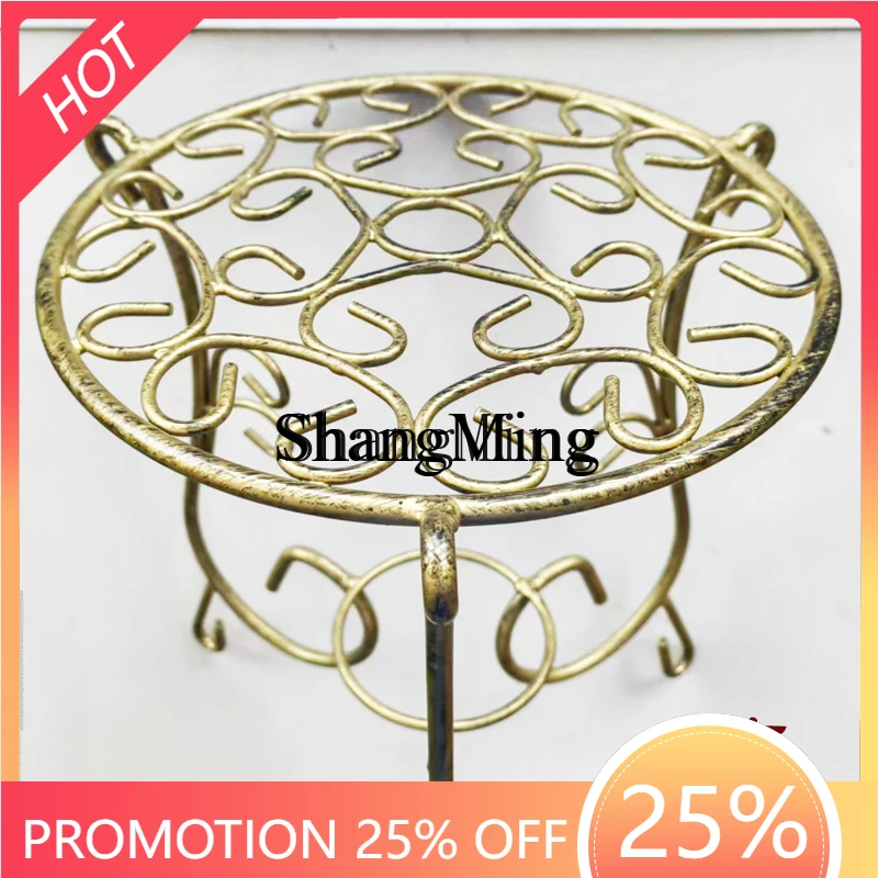 

SM solid floor-to-ceiling wrought iron flower stand, ground potted plants, flowers, green round flower stool, paint anti-rust
