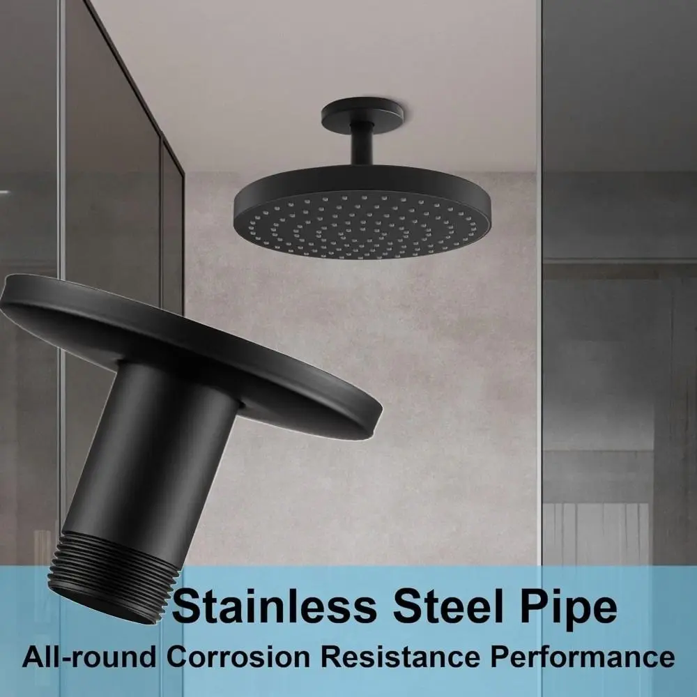 

10cm Ceiling Shower Arm Straight with Flange Shower Wall Pipe Ceiling Mount Concealed Installation Shower Ceiling Rod Hard Water