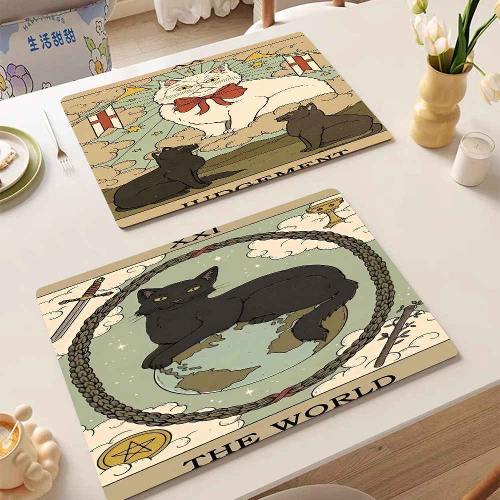 

Cat Vintage Poster Tarot New Super Absorbent Coffee Dish Kitchen Absorbent Draining Mat Drying Mat Quick Dry Bathroom Placemat