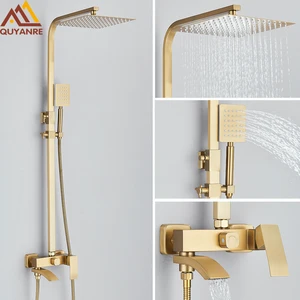 Wallwasserfall -Wasserhahn, in Gold gebürstet, 3 in 1 Duschsystem, rotierende Schnabel, Badezimmer -Kits, 3 -Way -Mixer 6 Hauptverkauf Tippen Sie auf Gold gebürstet - №6