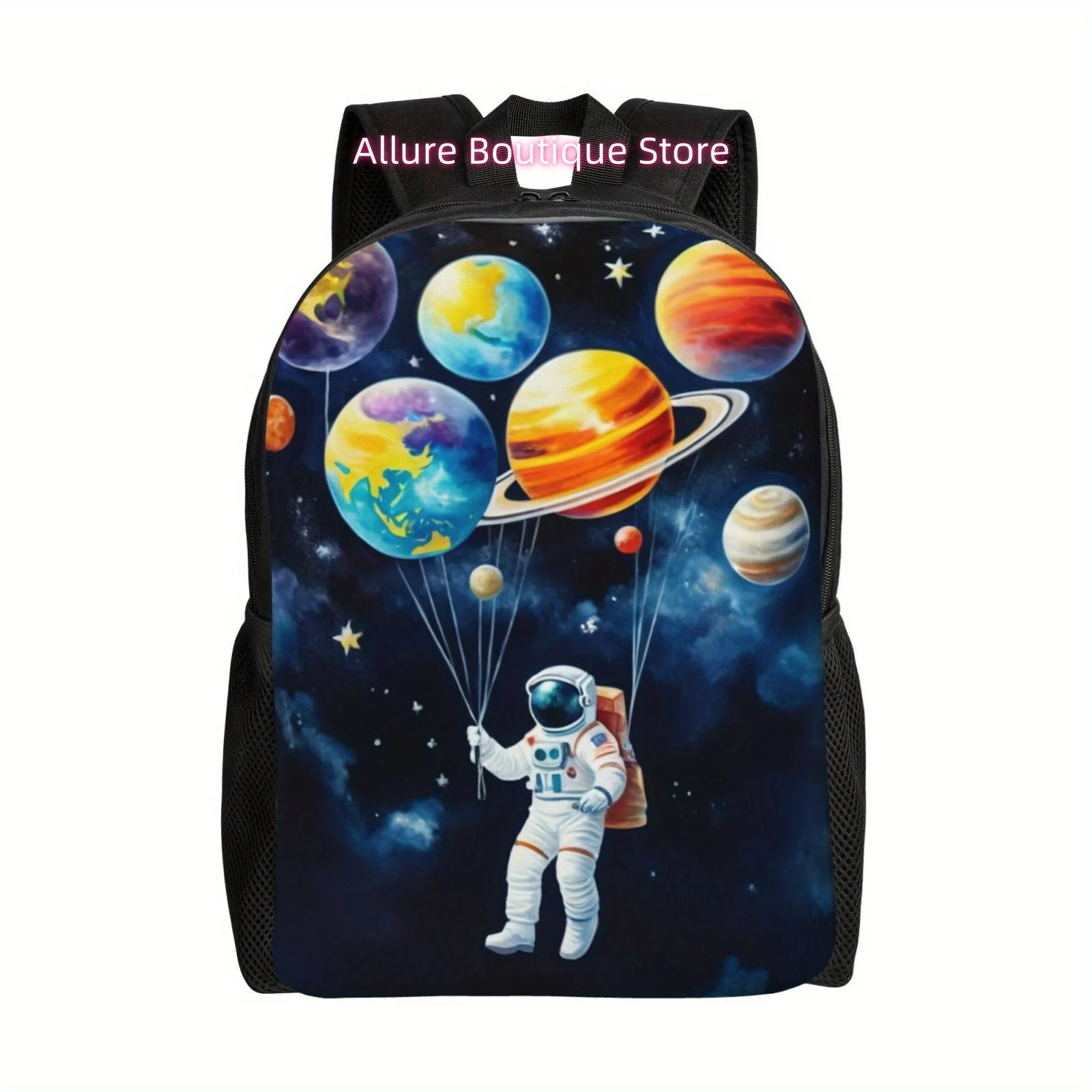 Planetary Astronauts Print Backpack, Book Bag For Men And Women, Lightweight Adjustable Backpack, Large Capacity Laptop Bag For