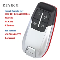 Keyecu FCC ID: KR5A2C978066 inteligentny pilot z kluczykiem samochodowym 4 przyciski 433MHz 4A Chip do Ferrari 458 588 488GTB LaFerrari 2014-2020