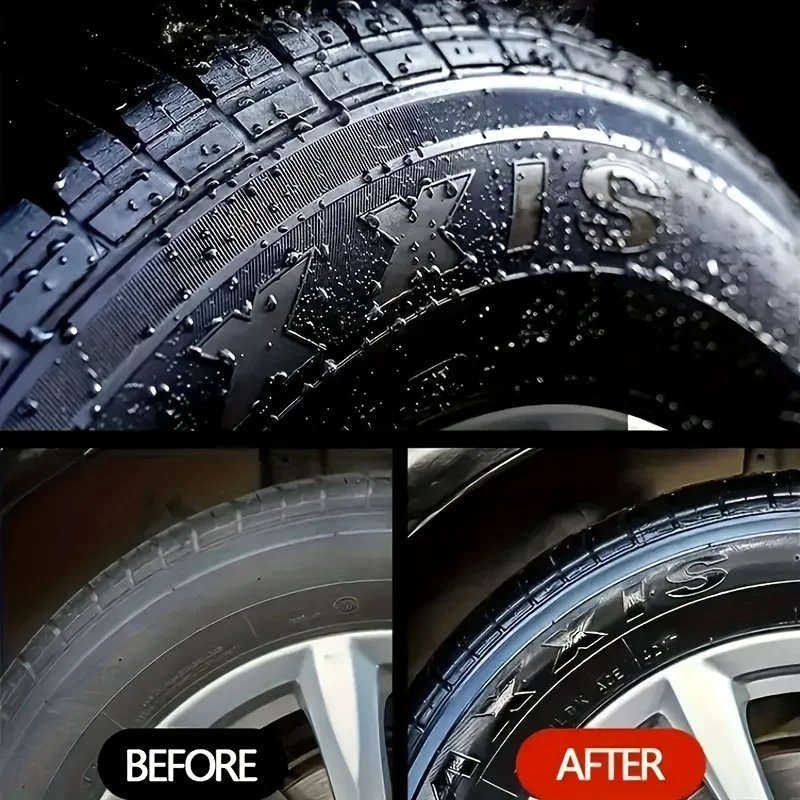 قطعة واحدة من شمع الإطارات الأسود اللامع 100 جرام - حماية متينة وطويلة الأمد وإصلاح الإطارات المختلفة، ومنتجات تنظيف السيارات، وعامل استعادة الجلد البلاستيكي، وعامل تلميع وطلاء السيارات - لمنع التشقق والليمون الأسود