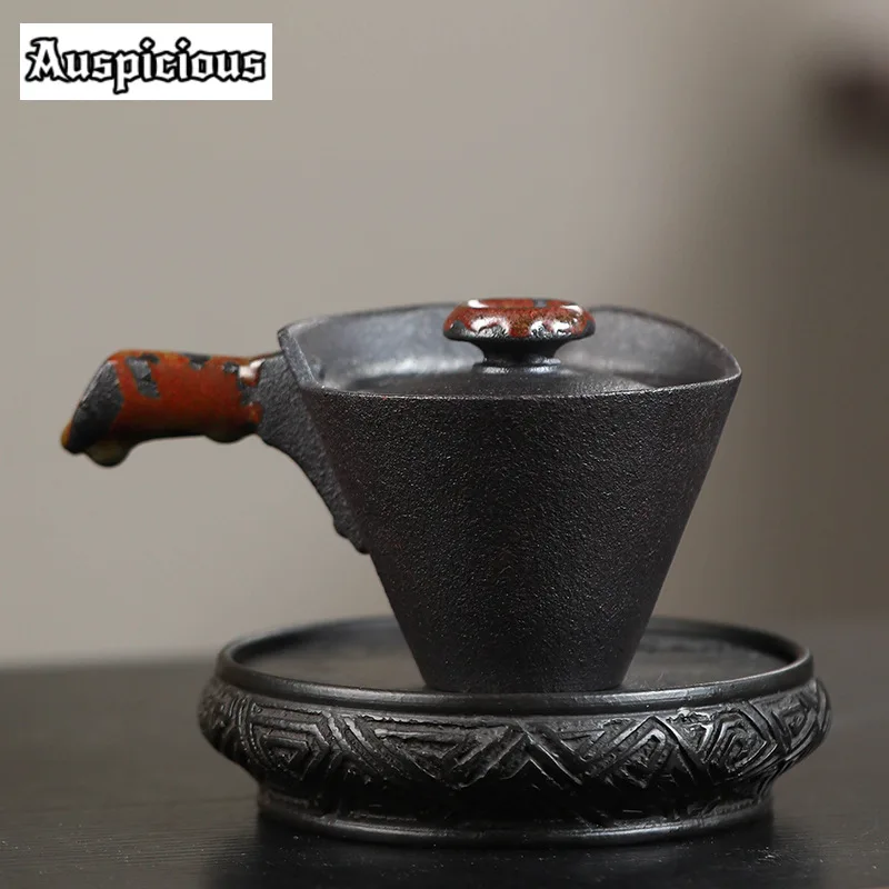 150ml Yixing Purple Sand Pot Handmade Fair Cup Handle Tea Divider Restore Wood Fired Stoneware Hand Pinch Side Handle Teapot