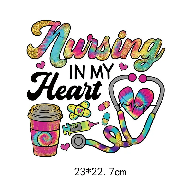 6 types of hospital nurse medical care DTF Thermo Sticker Decals Heat Transfer Clothes Clothing Crafts Ironing Diy Accessory