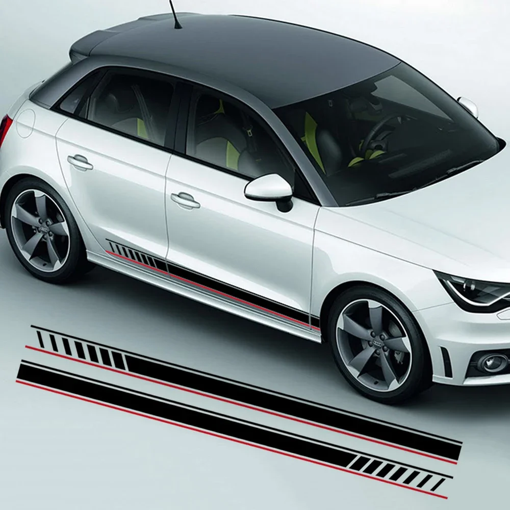 لأودي A1 8X GB GBA Sportback الأنا زائد TFSI E-Tron الحضرية 2 قطعة باب السيارة ملصق الجانب تنورة الرسومات سباق المشارب اكسسوارات #2