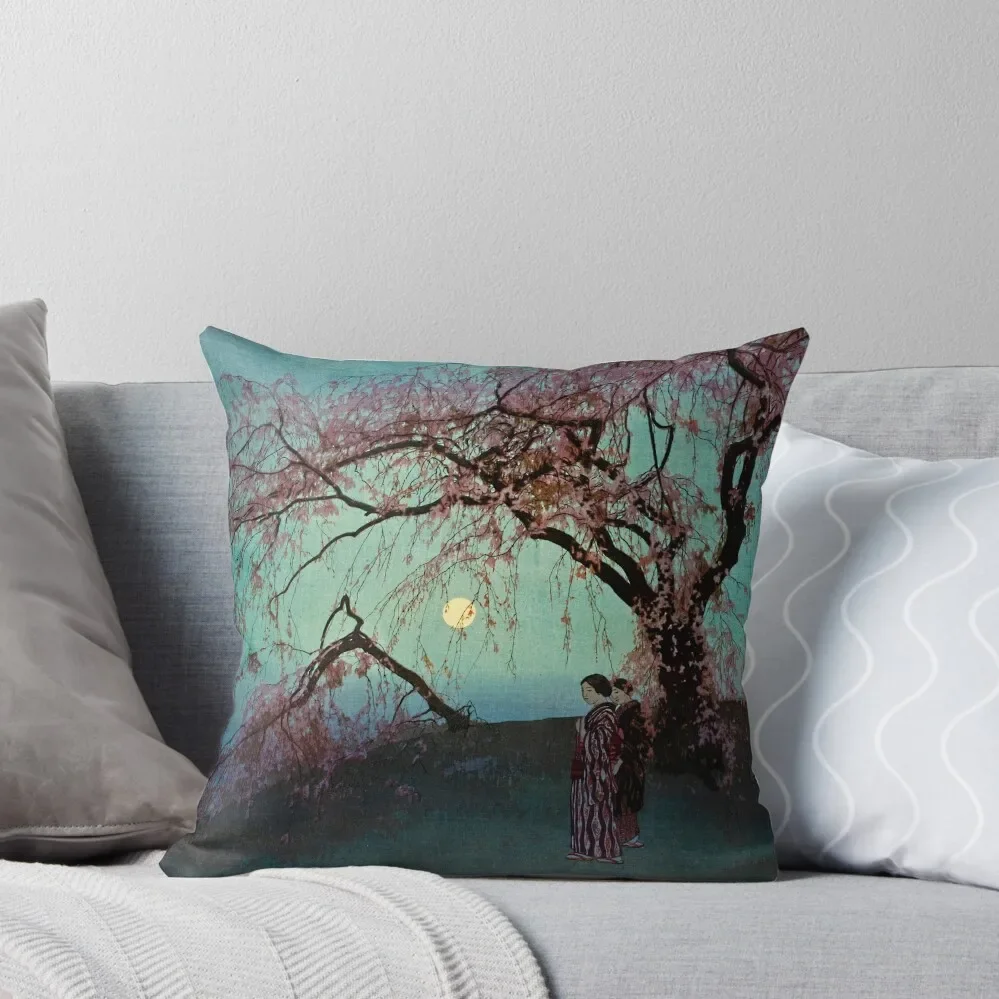 Kumoi Sakura by Yoshida Hiroshi Throw Pillow home decor items Decorative pillow case Cushion Cover pillow