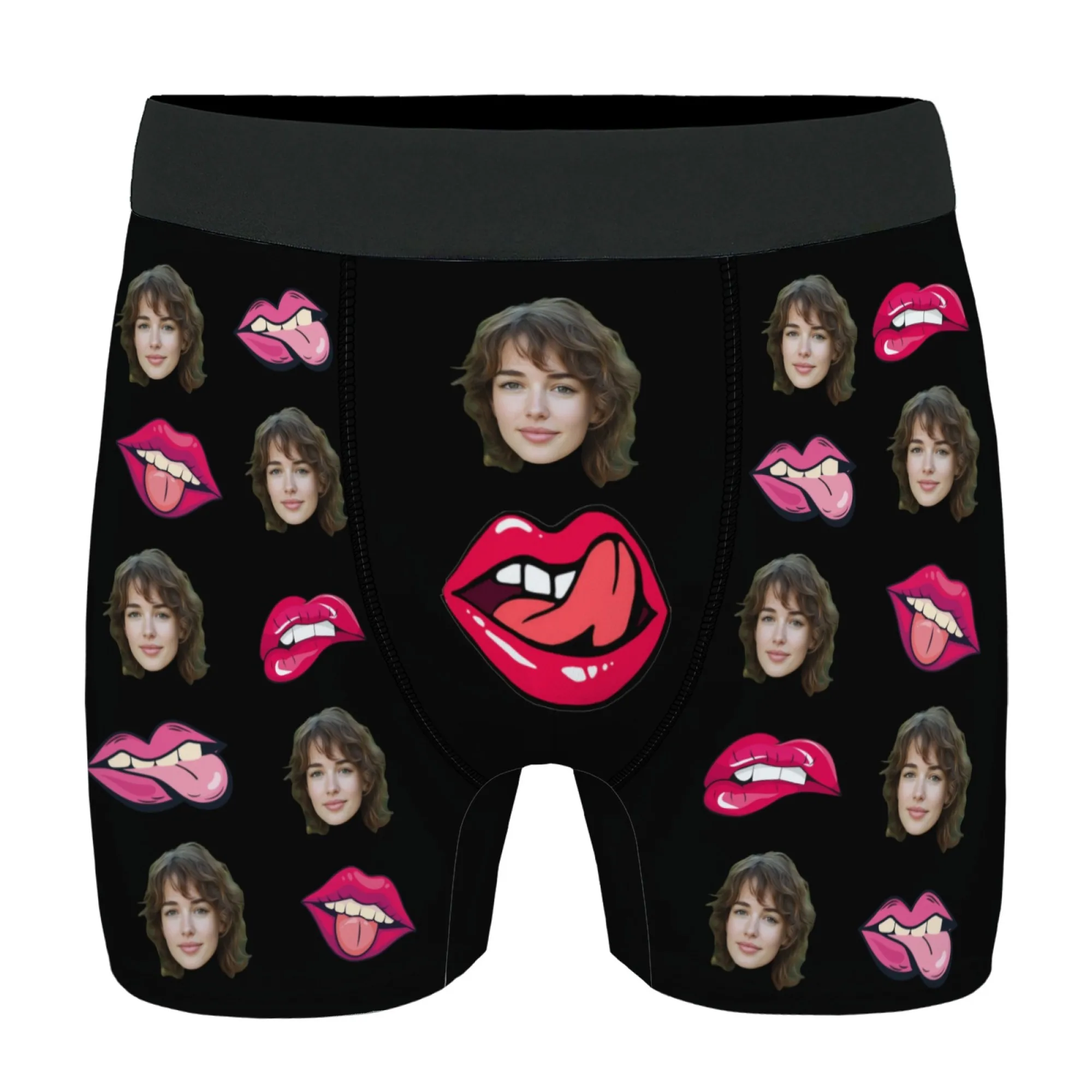 شخصية هدية الذكرى السنوية للزوج مخصص الوجه الرجال الملاكم ملخصات أسود أحمر الشفاه اللسان الوجه طباعة هدية حلوة فريدة من نوعها #5